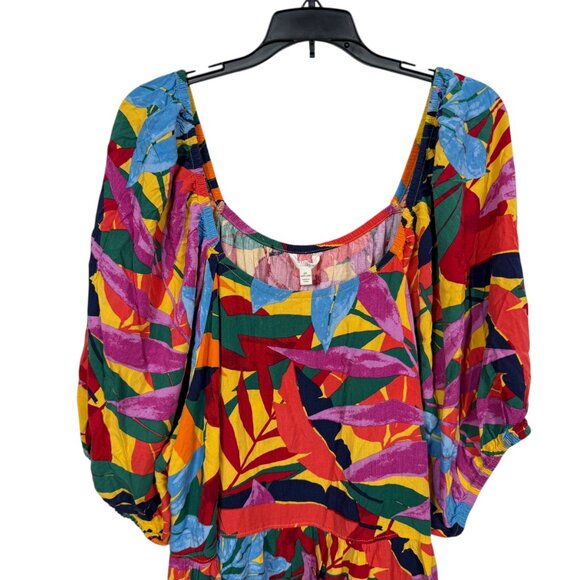 Terra & Sky Top Blouse Womens 4X Floral Multicolor Colorful Babydoll Tiered Boho - Picture 5 of 8